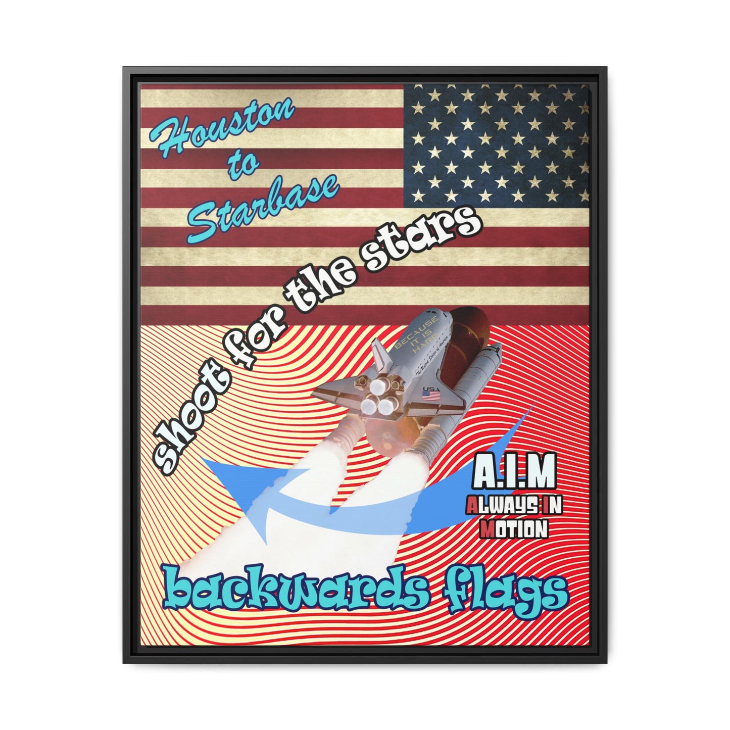 shoot for the stars - framed canvas art (yellow-orange wave)