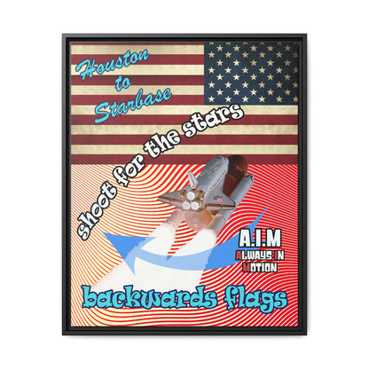 shoot for the stars - framed canvas art (yellow-orange wave)