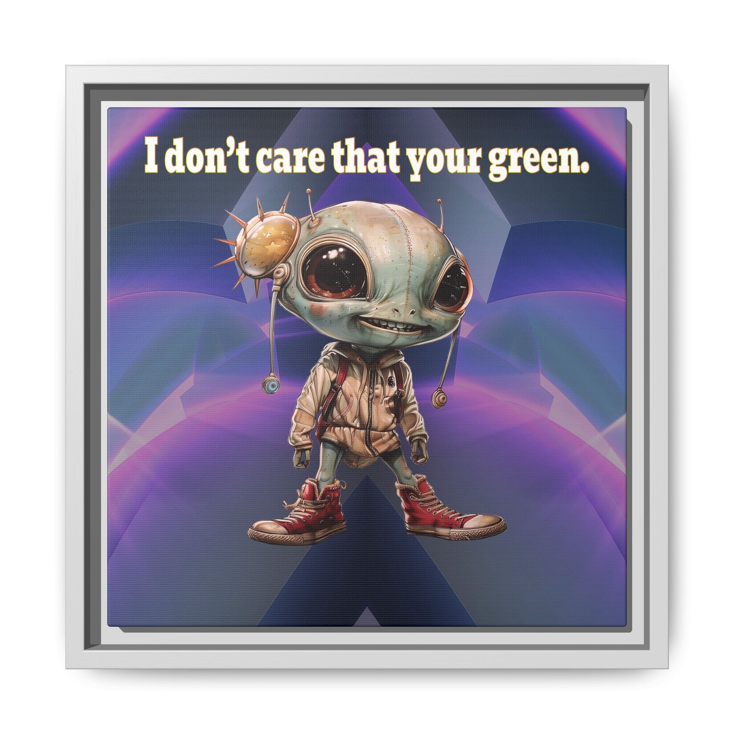 I don't care that your green - framed canvas art (grey-pink wave)