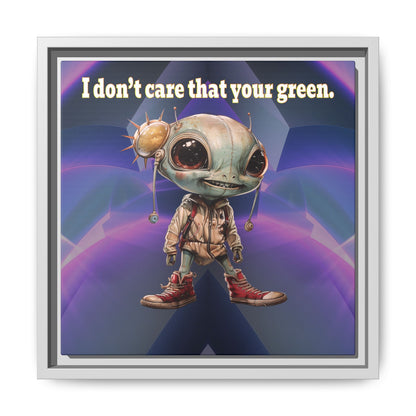 I don't care that your green - framed canvas art (grey-pink wave)