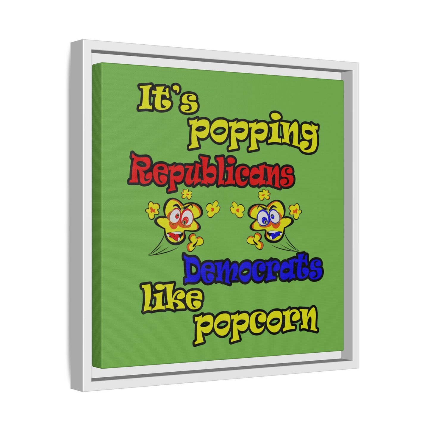 popping like popcorn - framed canvas art (green)