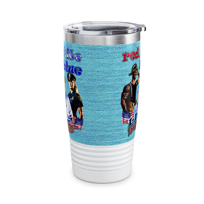 rw&b lives matter - Ringneck Tumbler, 20oz (faded blue)