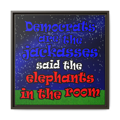 donkeys and elephants - framed canvas art ('snoops' background)