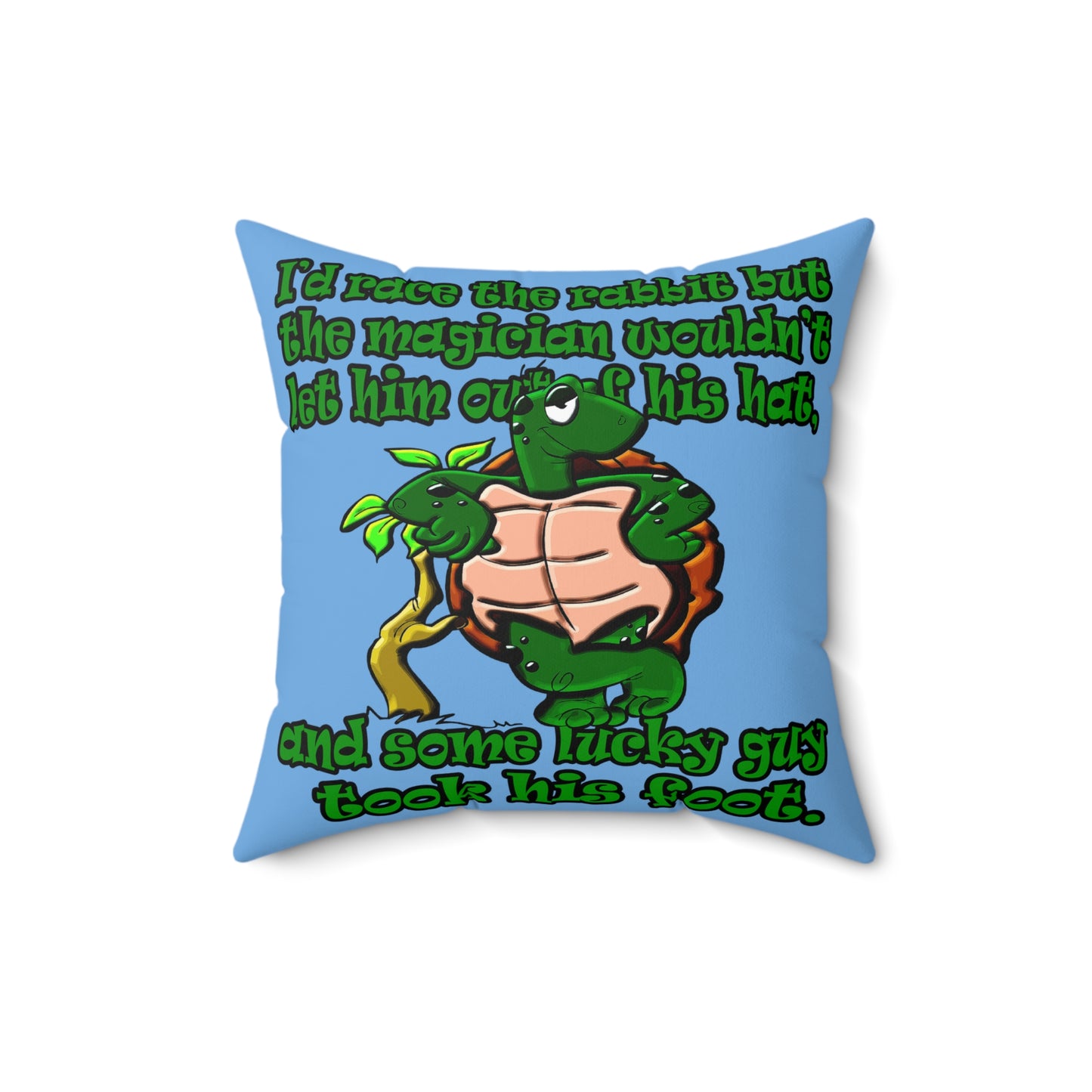 turtle race - Spun Polyester Square Pillow - (light blue)