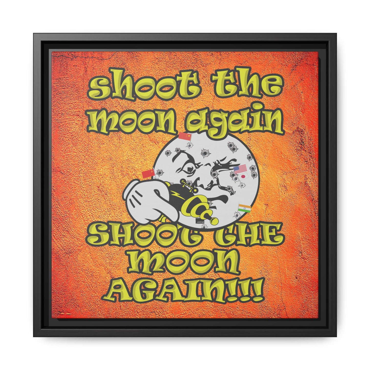 shoot the moon again - framed canvas art (burnt orange)