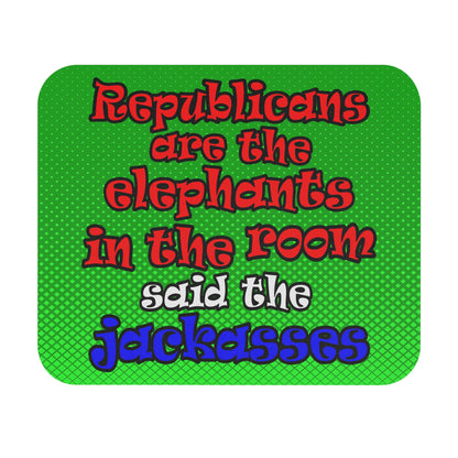 donkeys and elephants - Mouse Pad (Rectangle) (logo green)