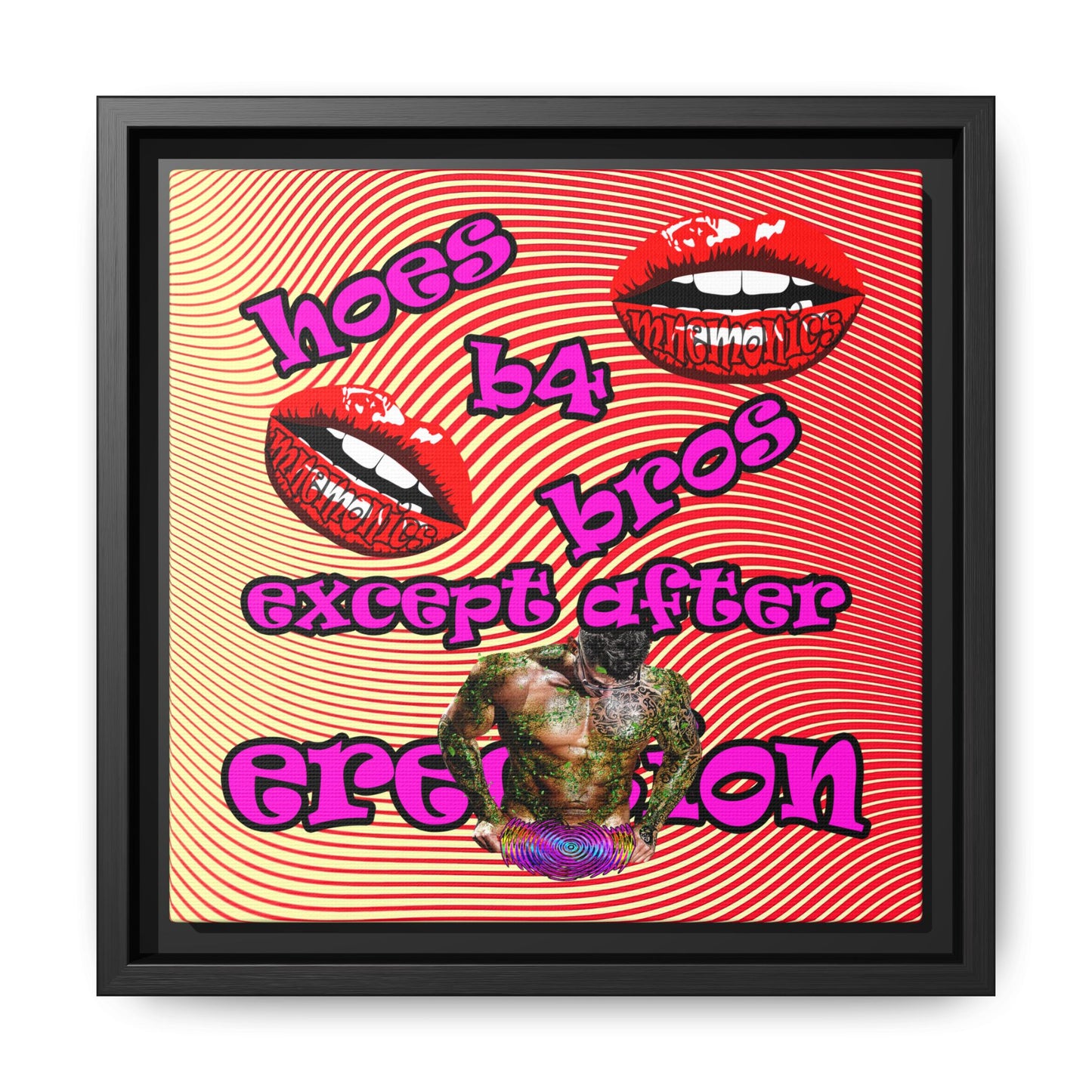 hoes b4 bros - framed canvas art (yellow-orange wave)