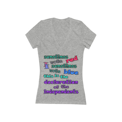 declaration of the independents - Women's Jersey Short Sleeve Deep V-Neck Tee