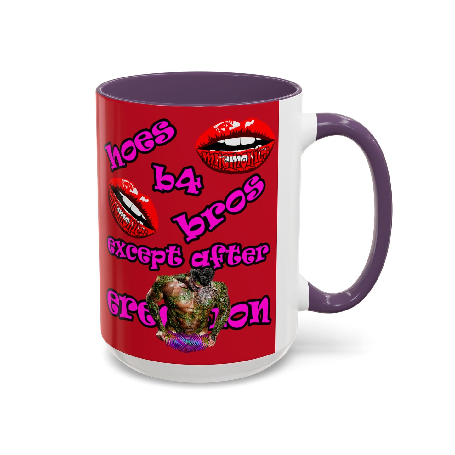 hoes b4 bros - Accent Mug (dark red)