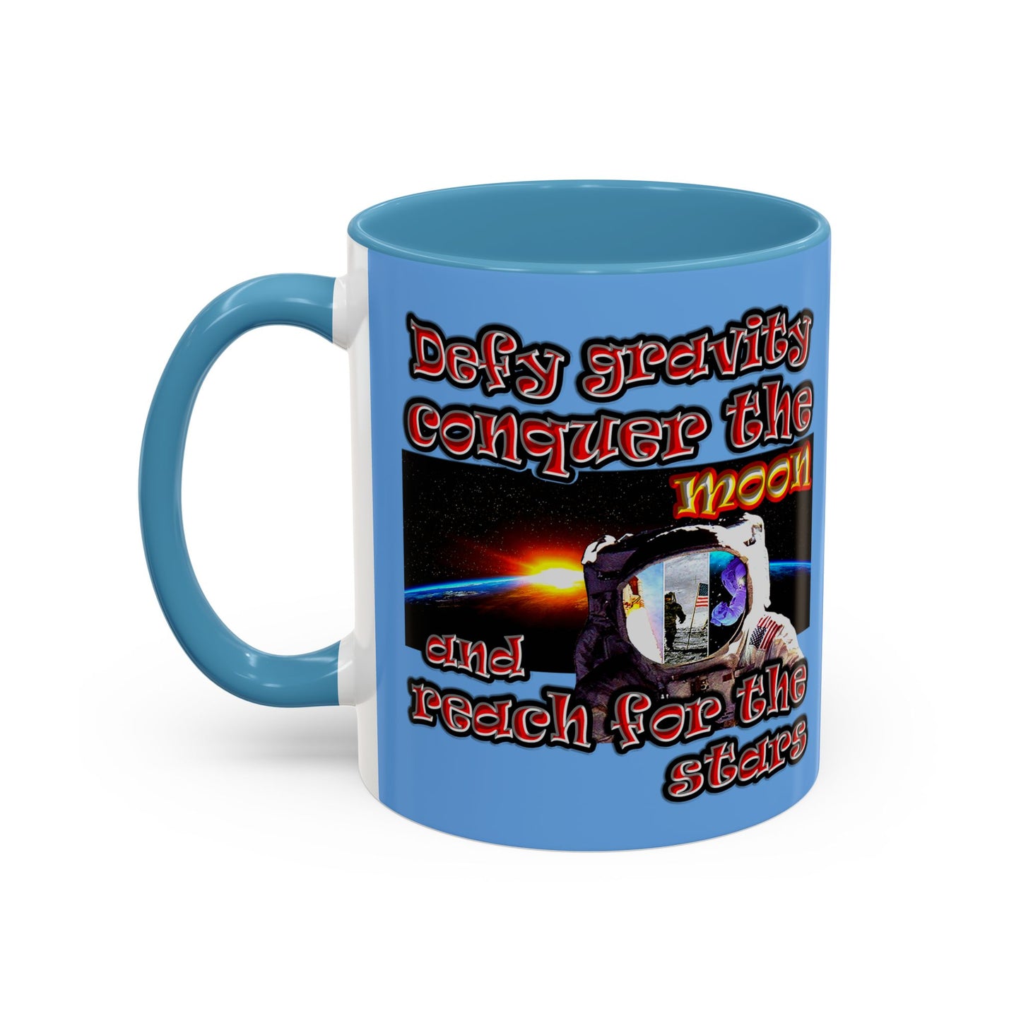 defy conquer reach - Accent Mug (light blue)