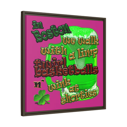 celtics logo - framed canvas art (pink)