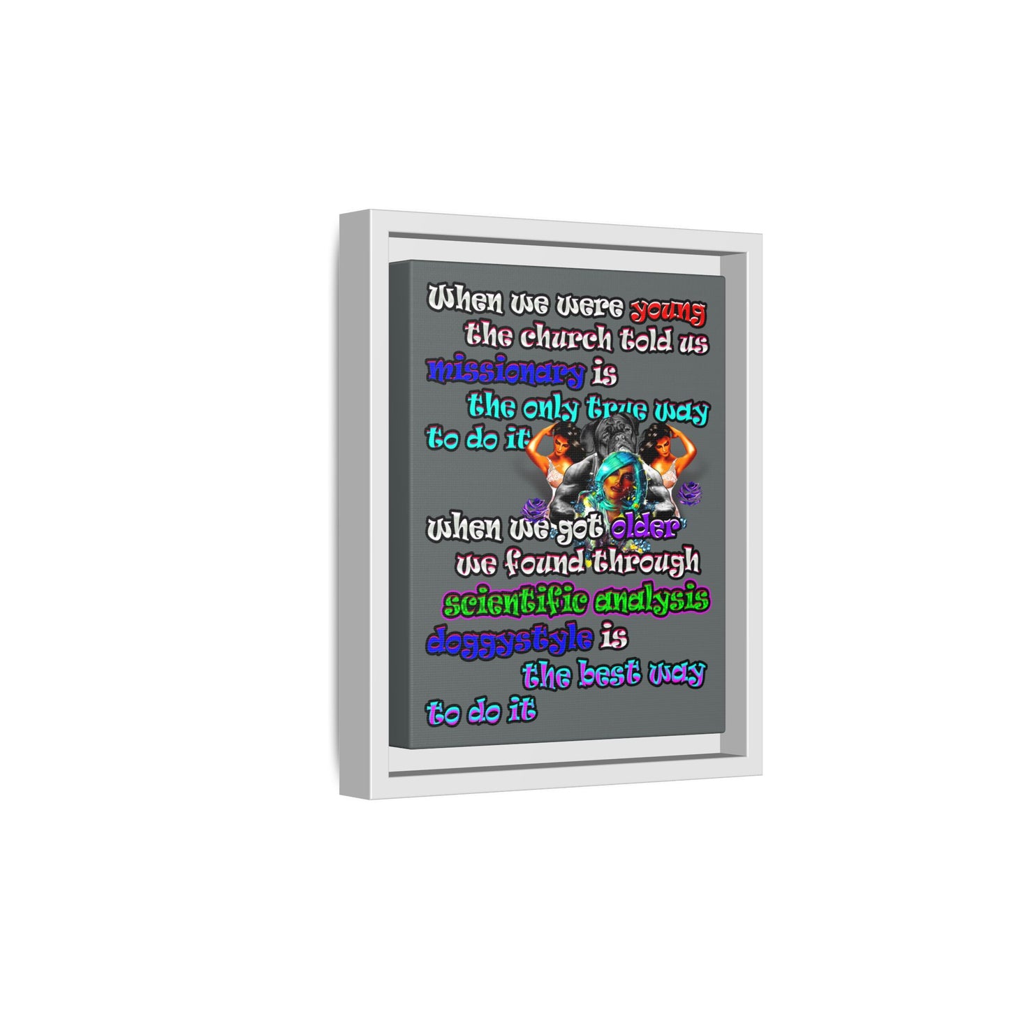 doggystyle - framed canvas art (dark grey)