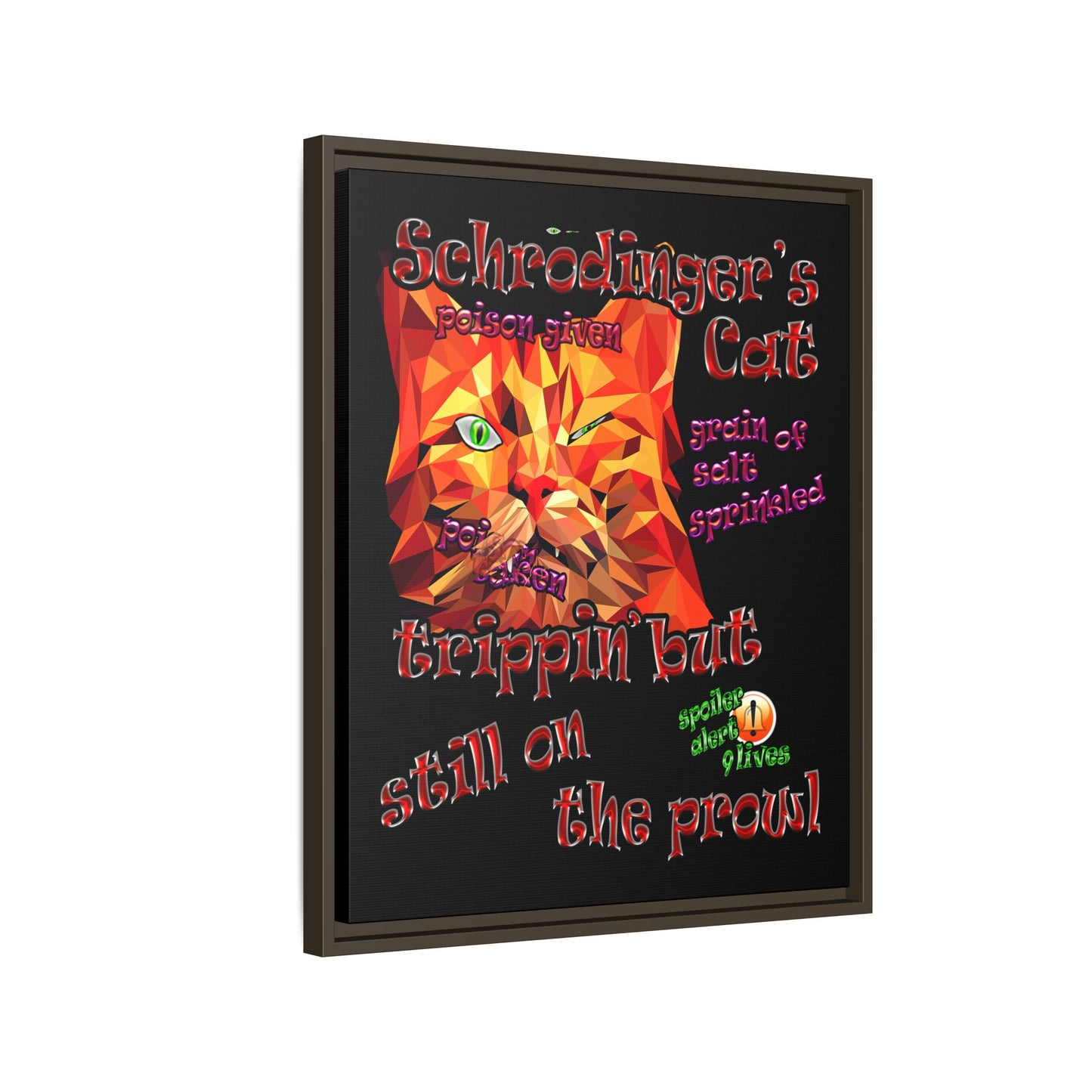 schrodinger's cat - framed canvas art (black)