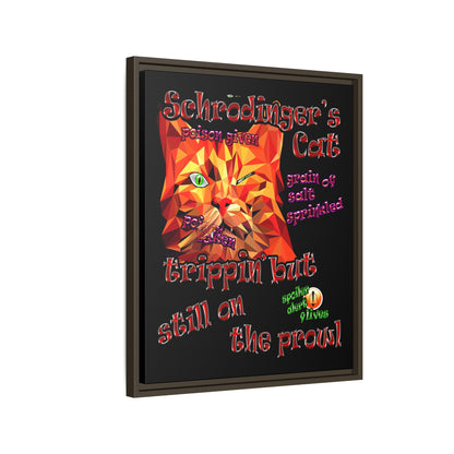 schrodinger's cat - framed canvas art (black)