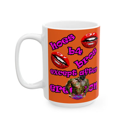hoes b4 bros - White Mug (orange)
