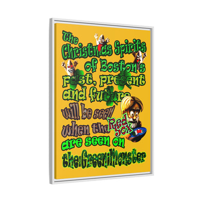 christmas spirits of boston - framed canvas art (yellow)