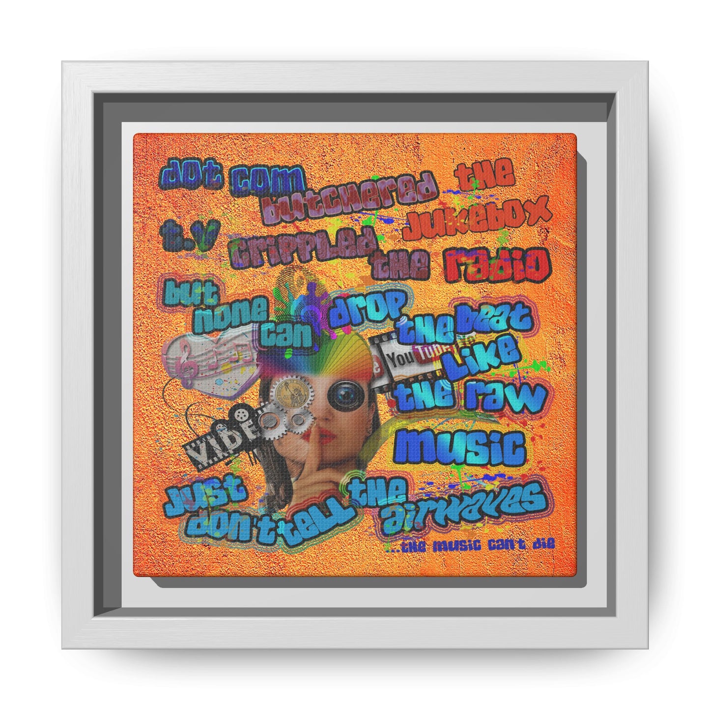 drop the beat - framed canvas art (burnt orange)