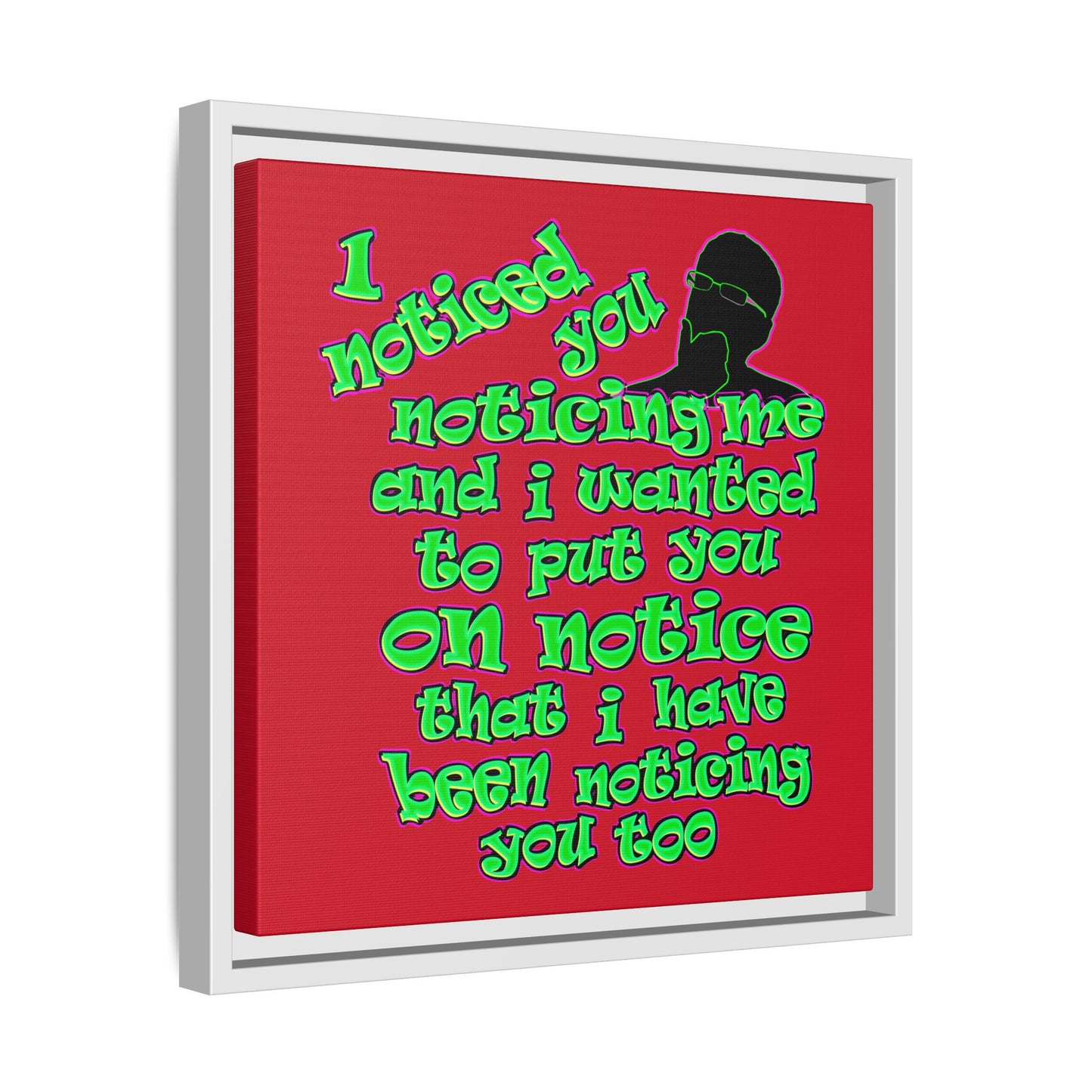 noticed you noticing - framed canvas art (dark red)