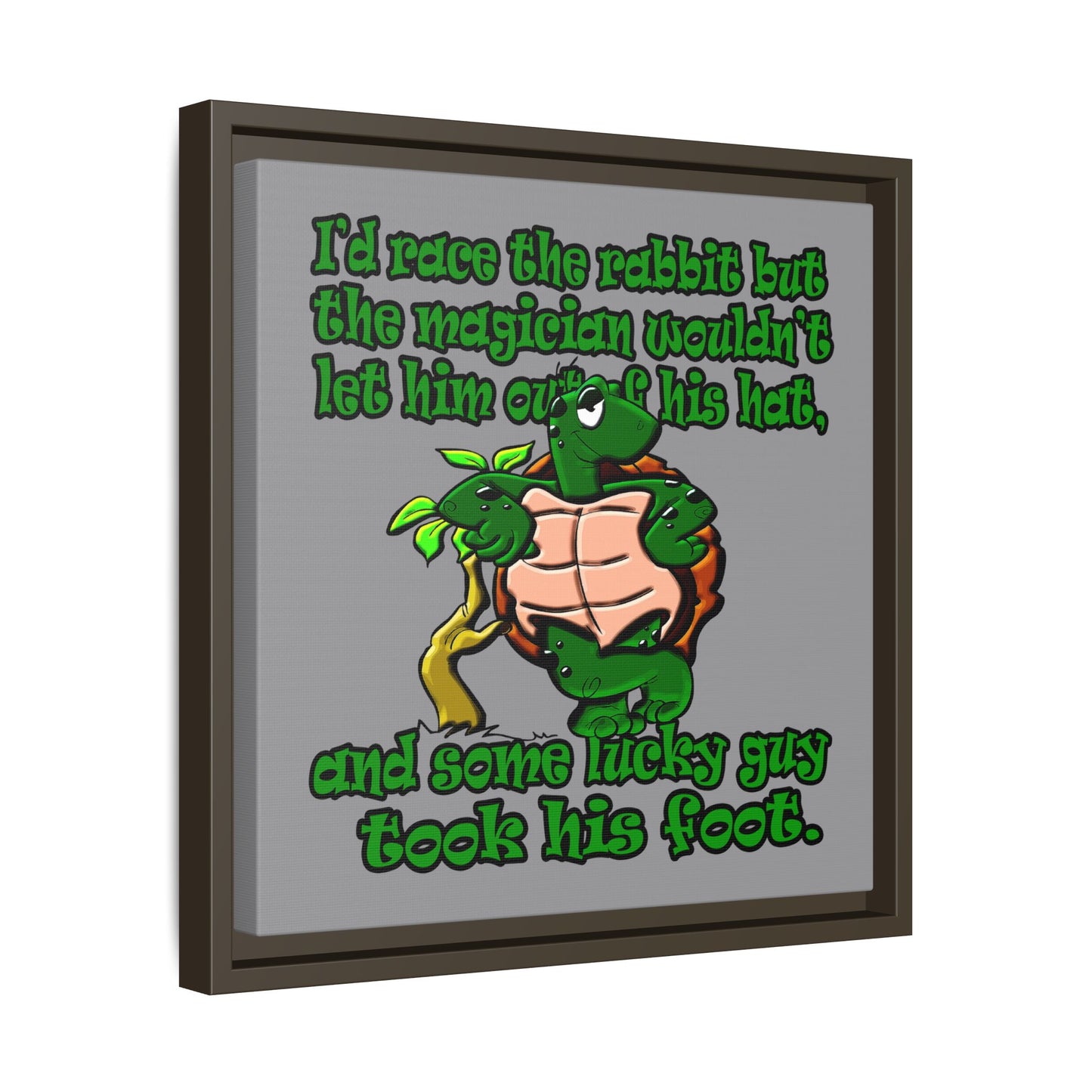turtle race - framed canvas art (grey)