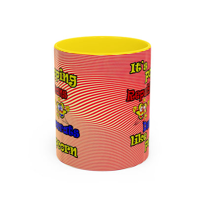 popping like popcorn - Accent Mug (yellow-orange wave)
