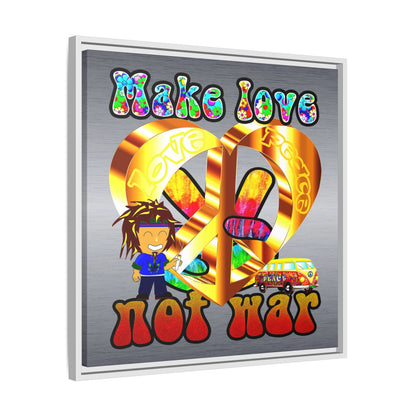 love peace - framed canvas art (brushed nickel)