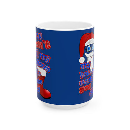 santa's shoes - White Mug (dark blue)