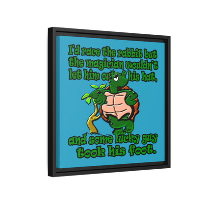 turtle race - framed canvas art (turquoise)