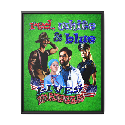 rw&b lives matter - framed canvas art (green turf)