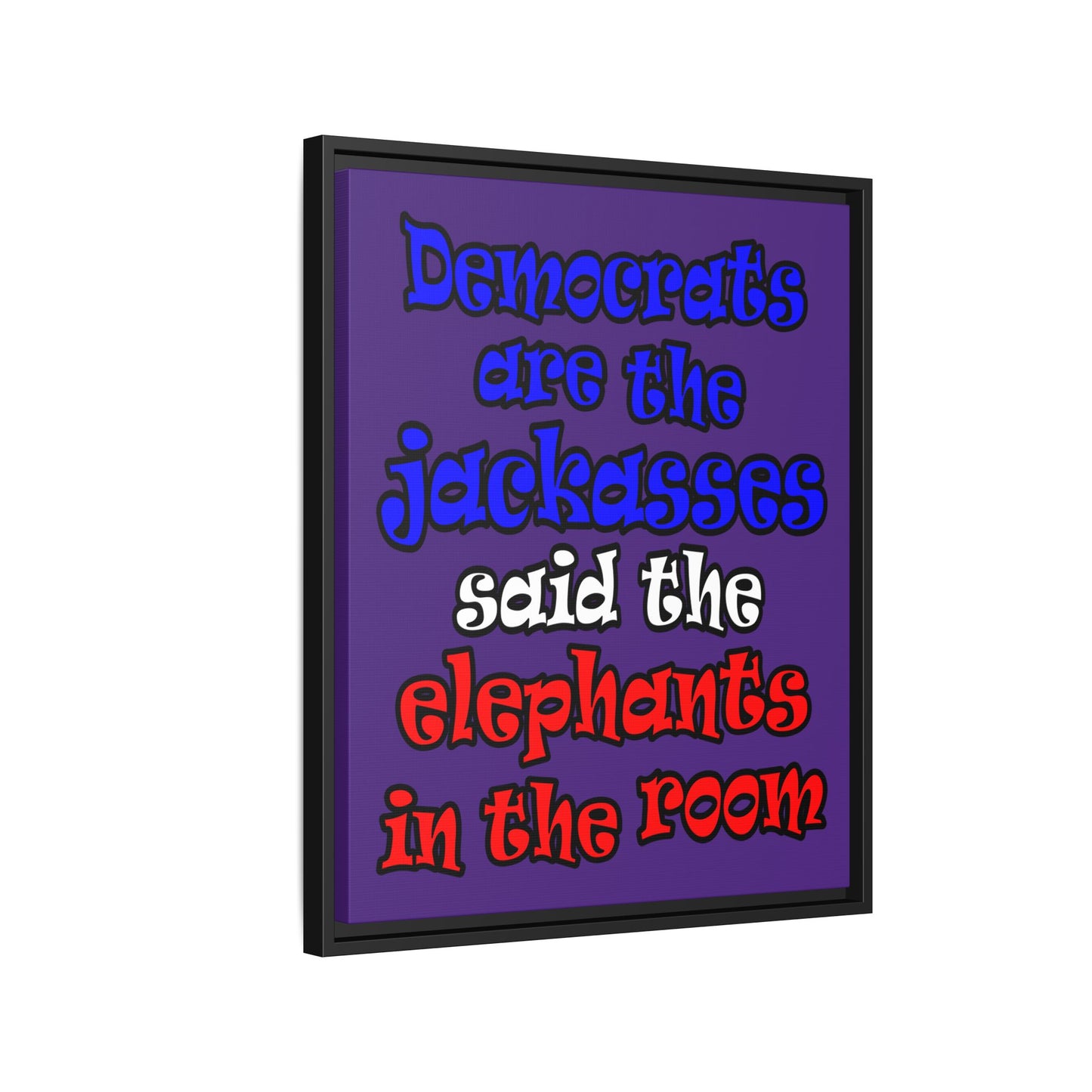 donkeys and elephants - framed canvas art (purple)