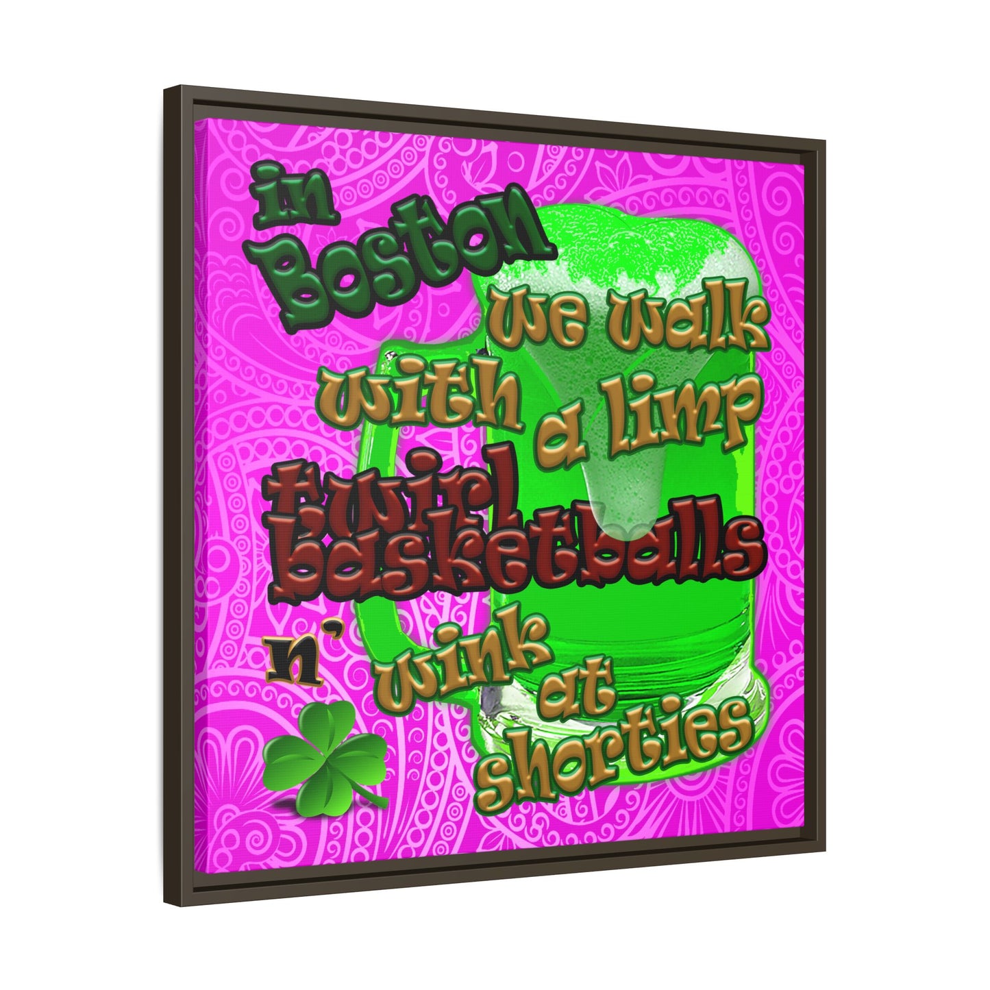 celtics logo - framed canvas art (pink swirl)