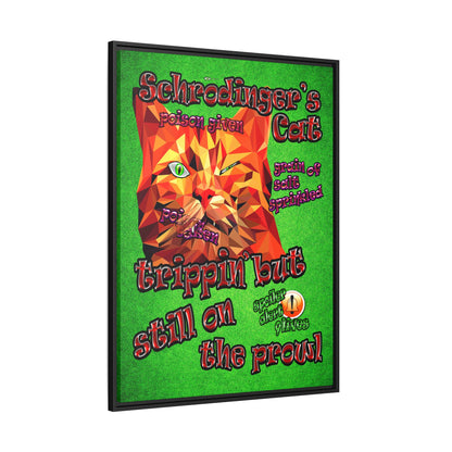 schrodinger's cat - framed canvas art (green turf)