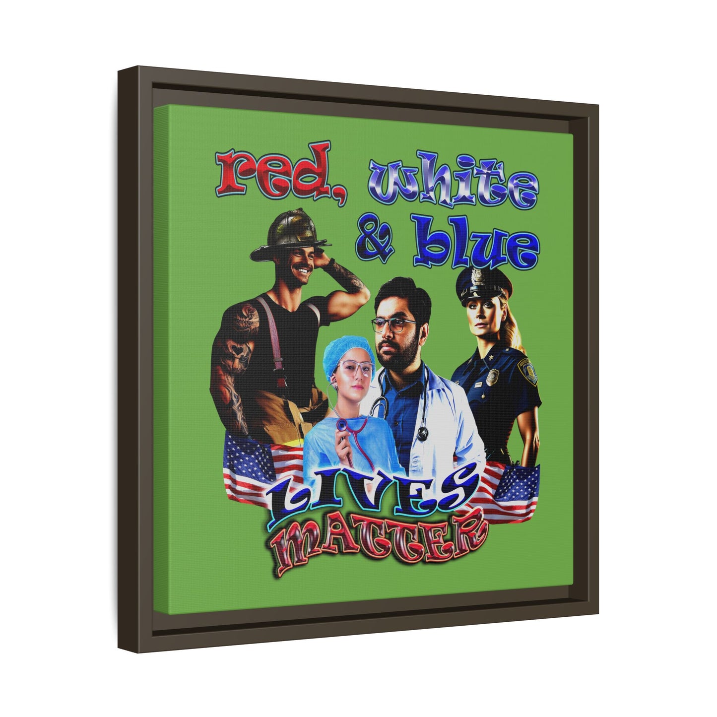 rw&b lives matter - framed canvas art (green)