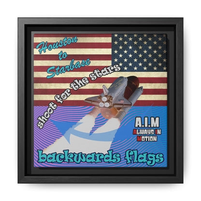 shoot for the stars - framed canvas art (light blue-purple wave)
