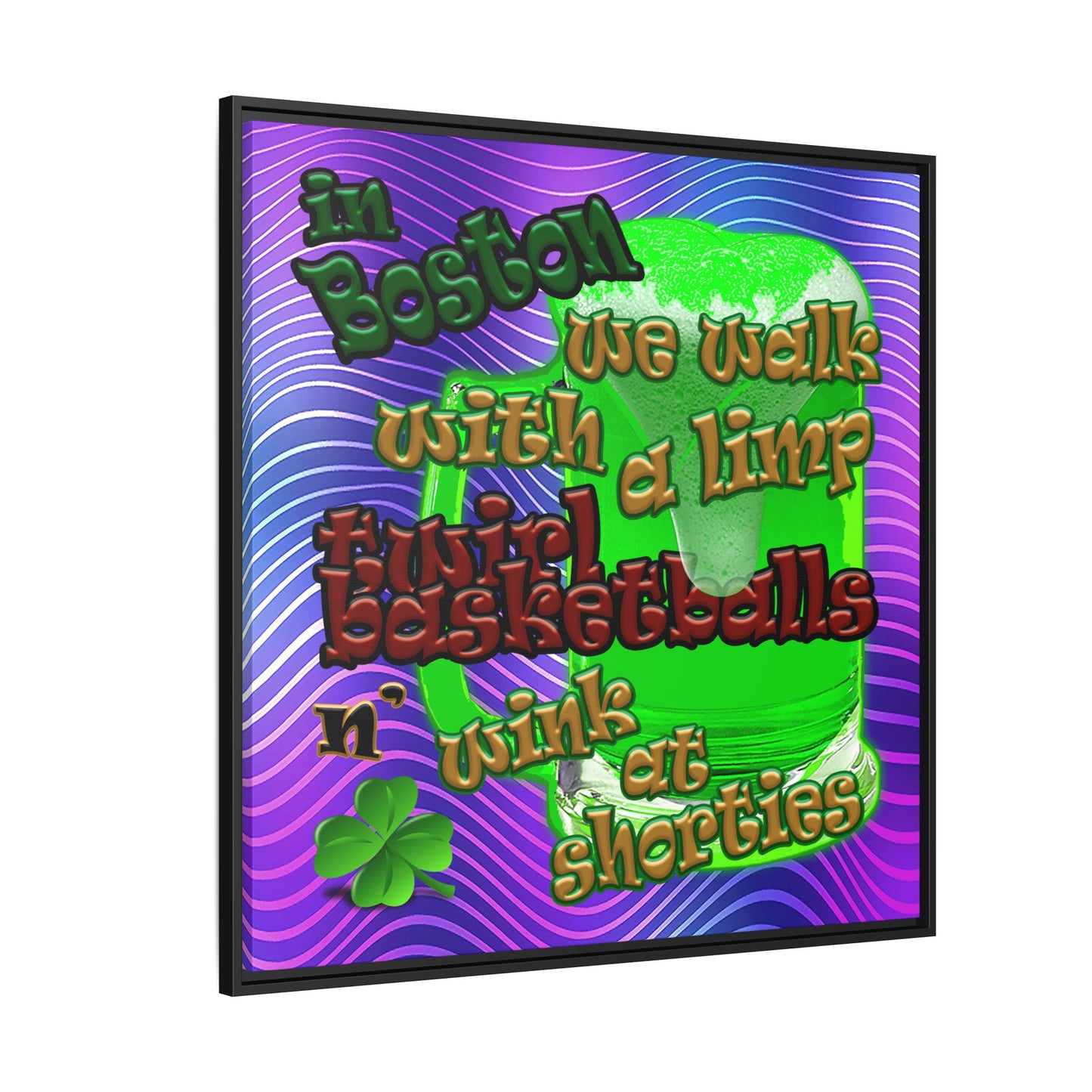 celtics logo - framed canvas art (purple wave)