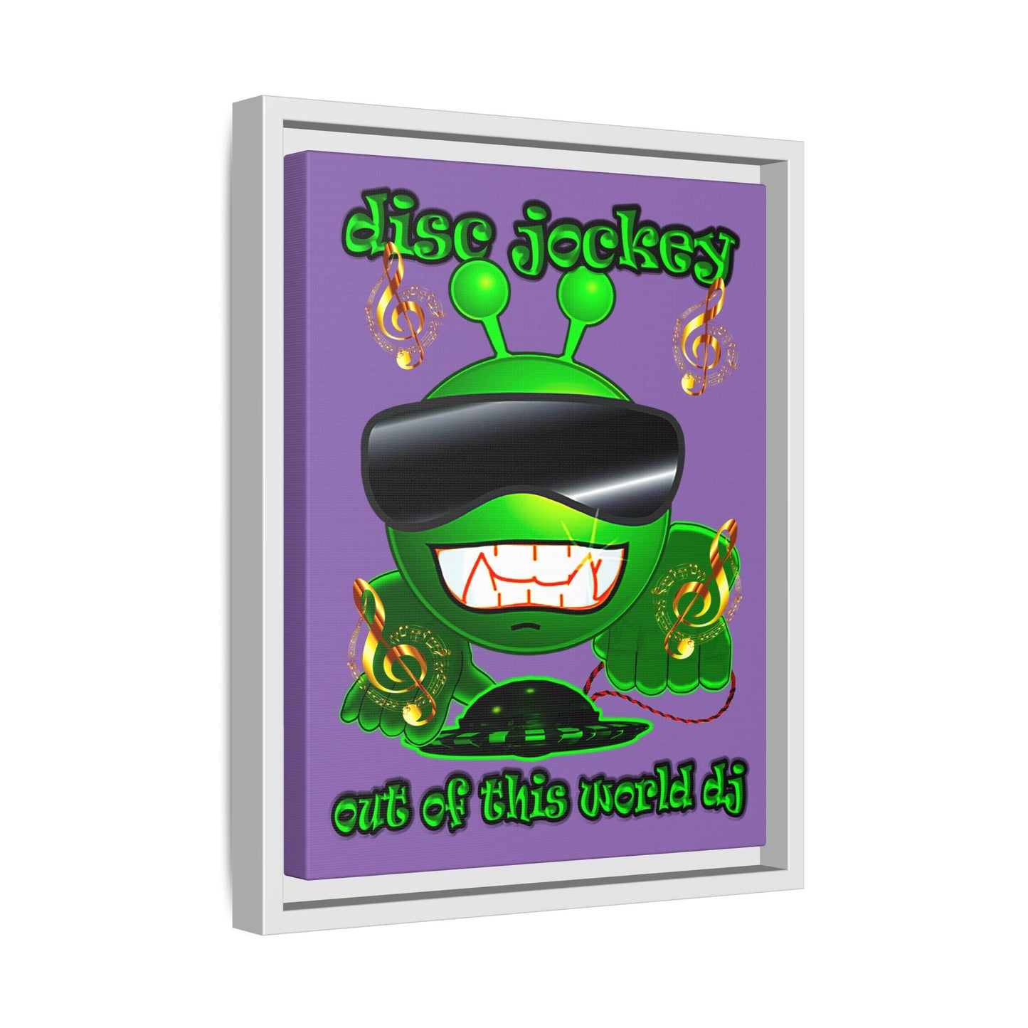 disc jockey - framed canvas art (light purple)