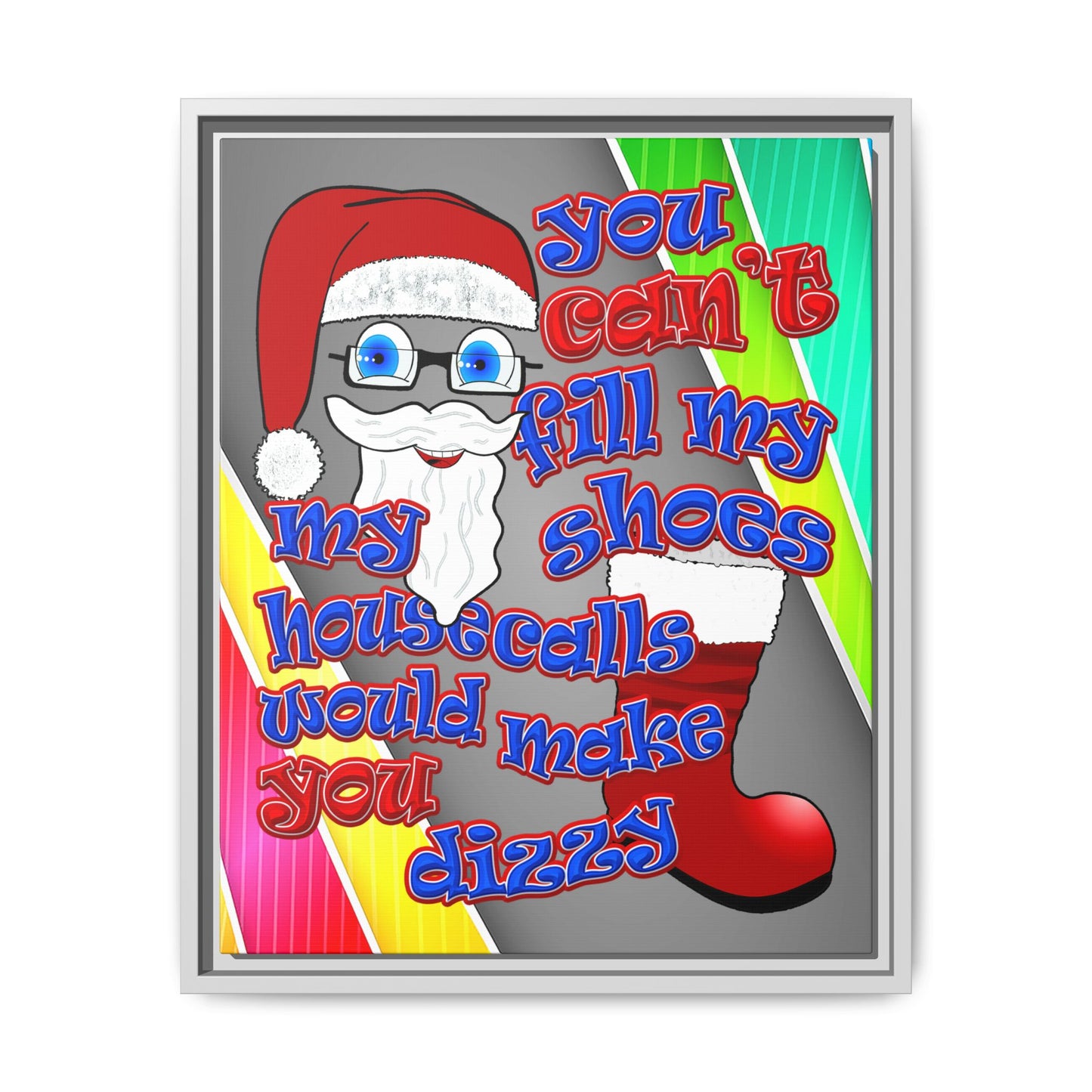santa's shoes - framed canvas art (rainbow split)
