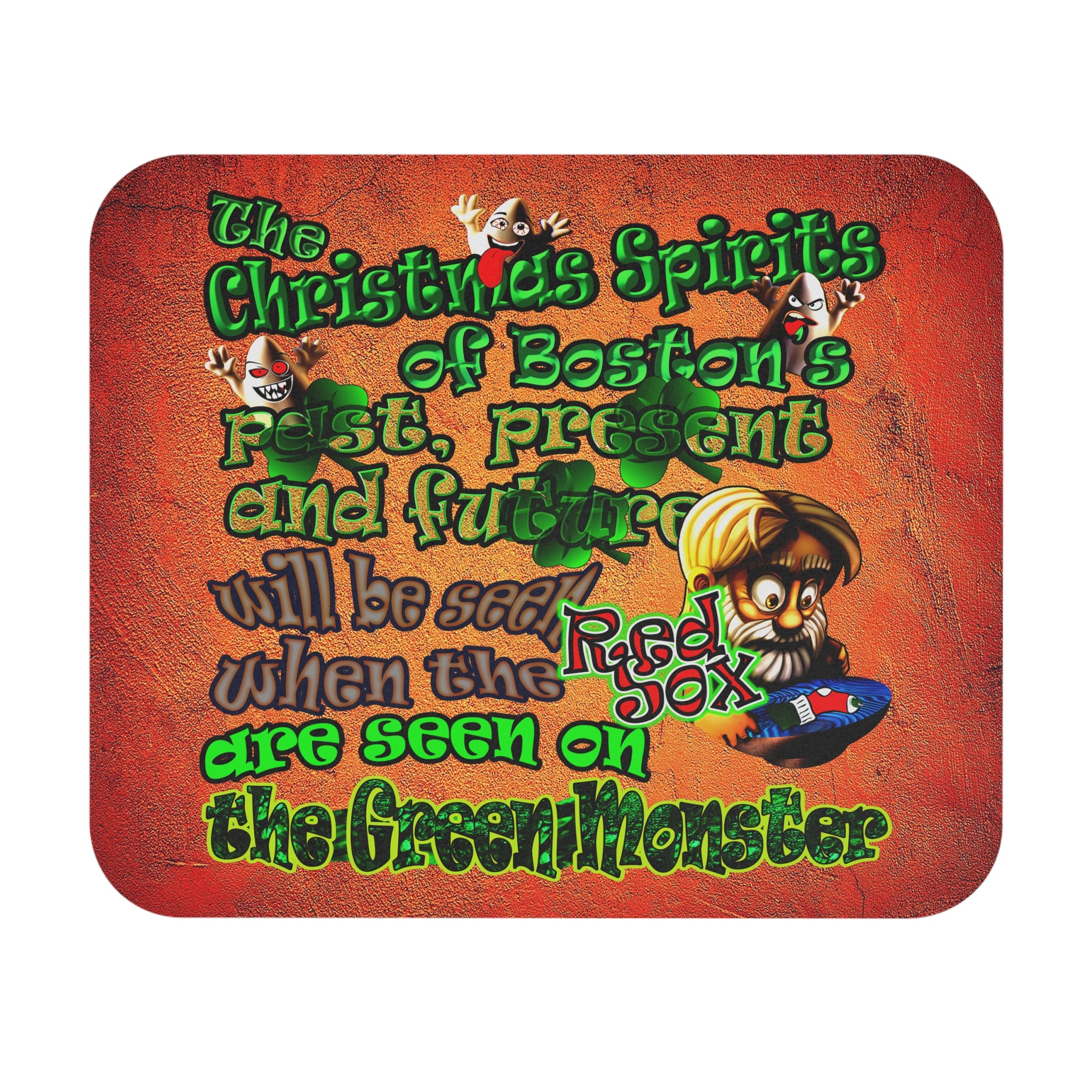 christmas spirits of boston - Mouse Pad (Rectangle) (burnt orange)
