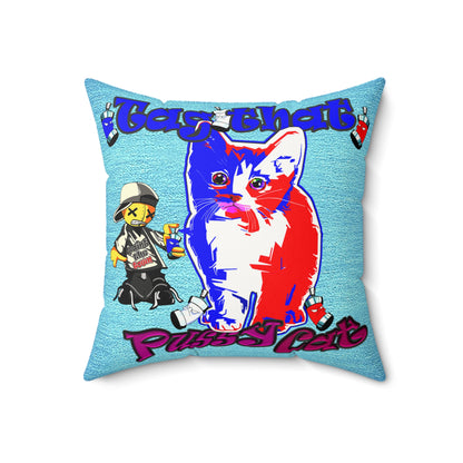 tag that - Faux Suede Square Pillow - (faded blue)