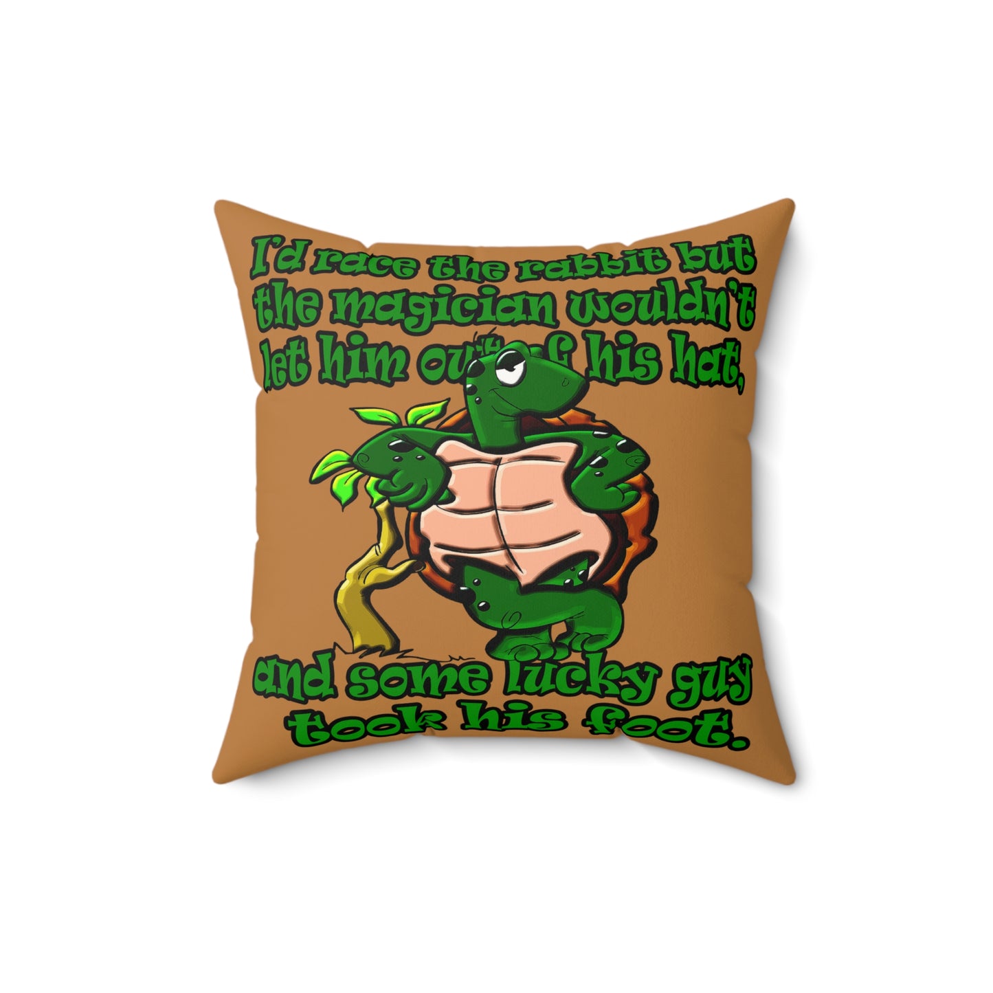 turtle race - Faux Suede Square Pillow - (light brown)