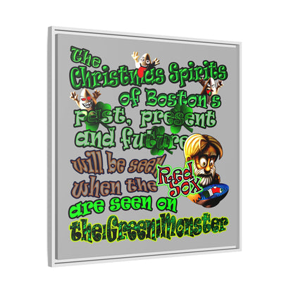 christmas spirits of boston - framed canvas art (light grey)
