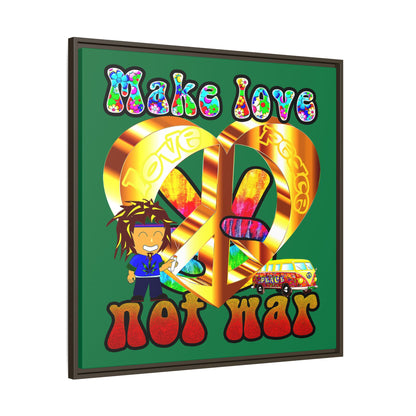 love peace - framed canvas art (dark green)