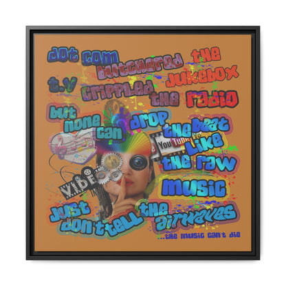 drop the beat - framed canvas art (light brown)