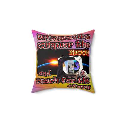 defy conquer reach - Faux Suede Square Pillow - (color blur)