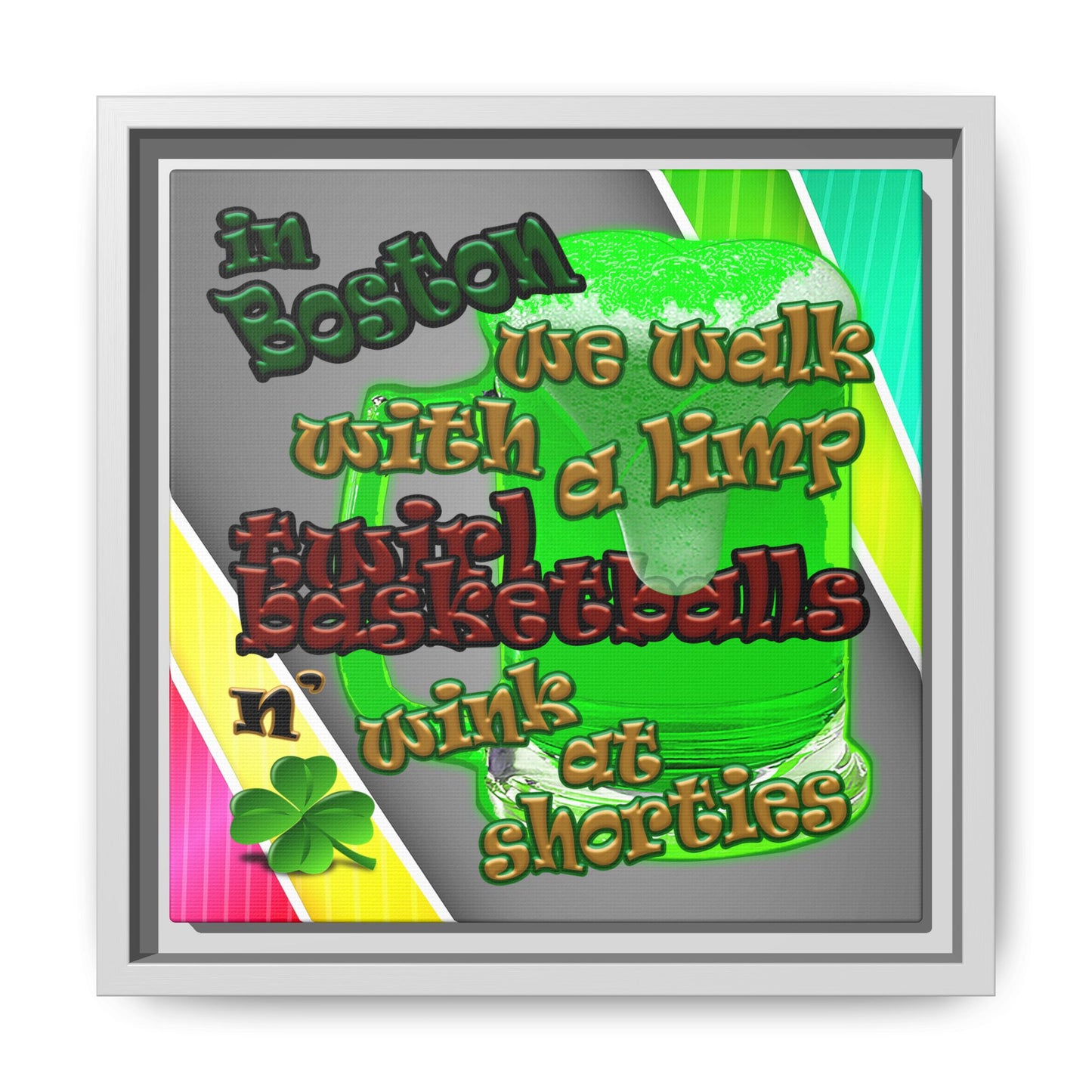 celtics logo - framed canvas art (rainbow split)