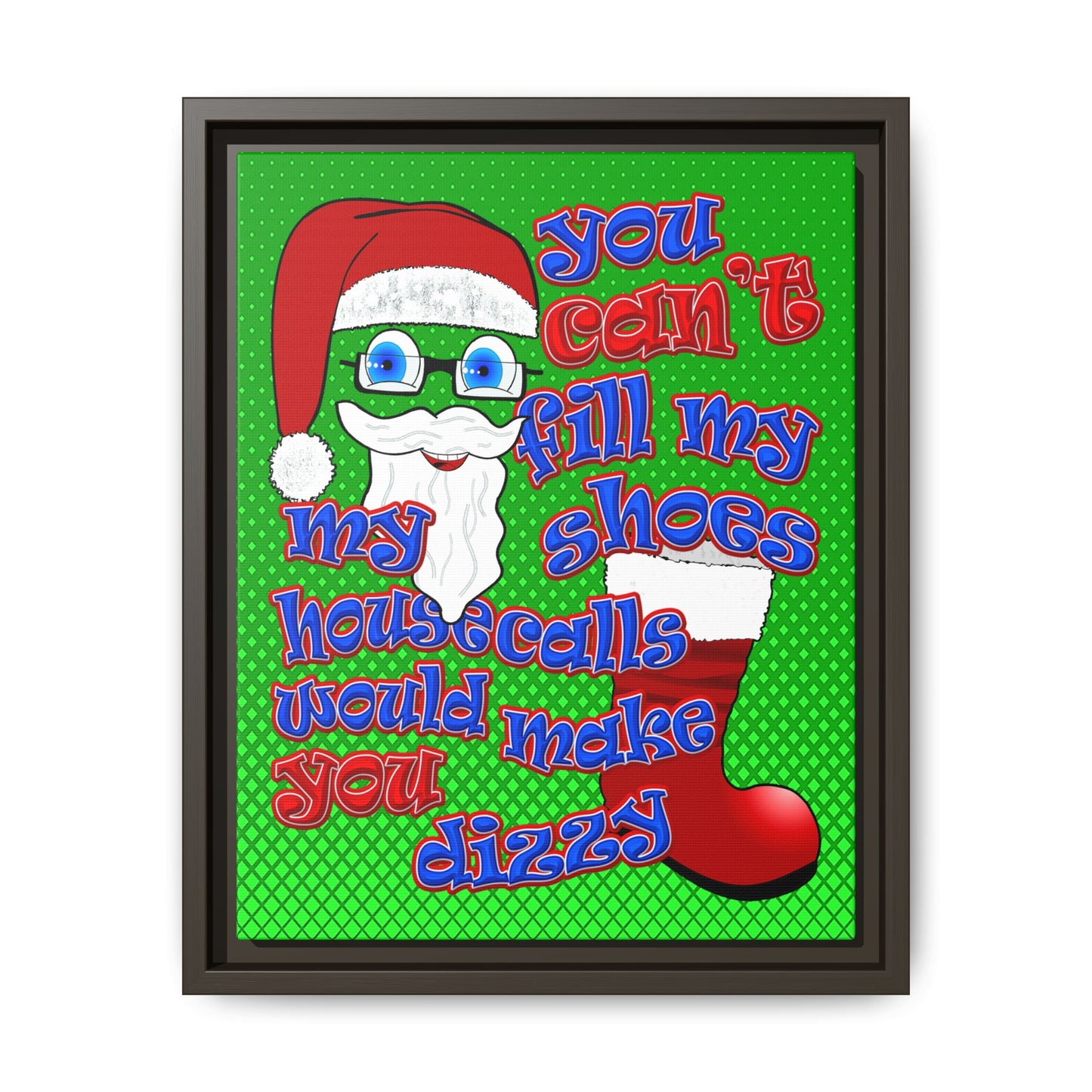 santa's shoes - framed canvas art (logo green)