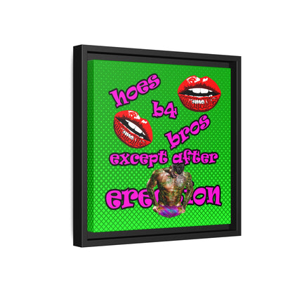 hoes b4 bros - framed canvas art (logo green)