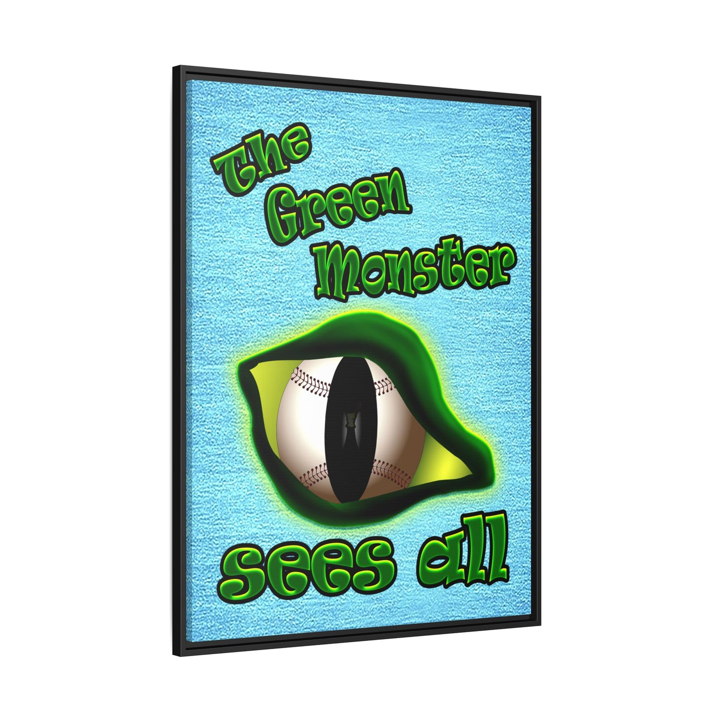 green monster - framed canvas art (faded blue)