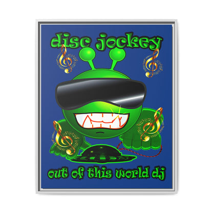 disc jockey - framed canvas art (dark blue)