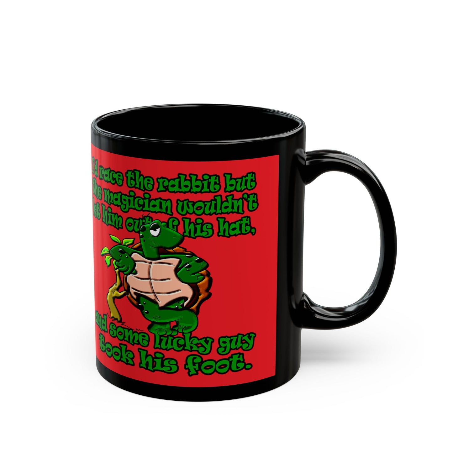 turtle race - Black Mug (red)