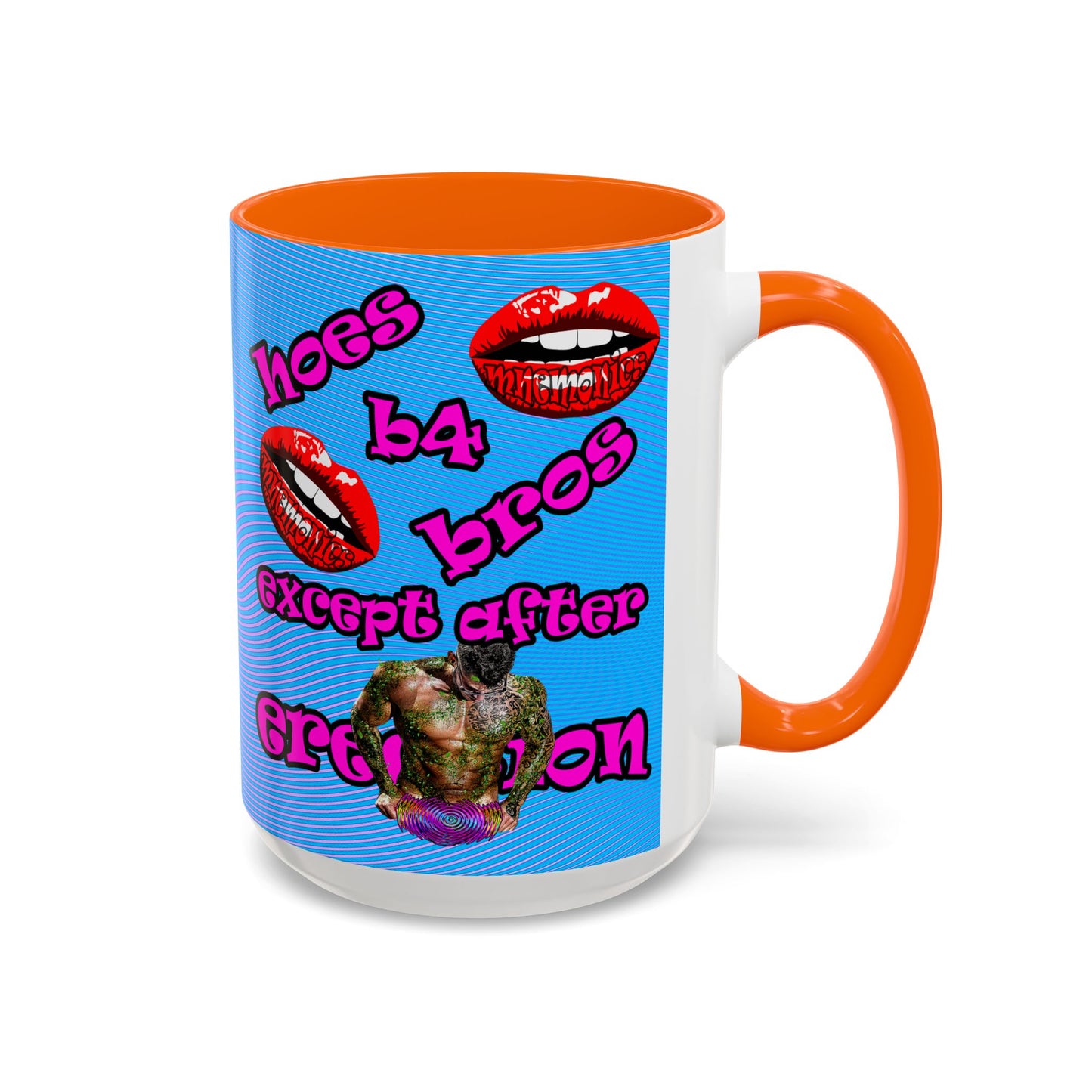 hoes b4 bros - Accent Mug (light blue-purple wave)